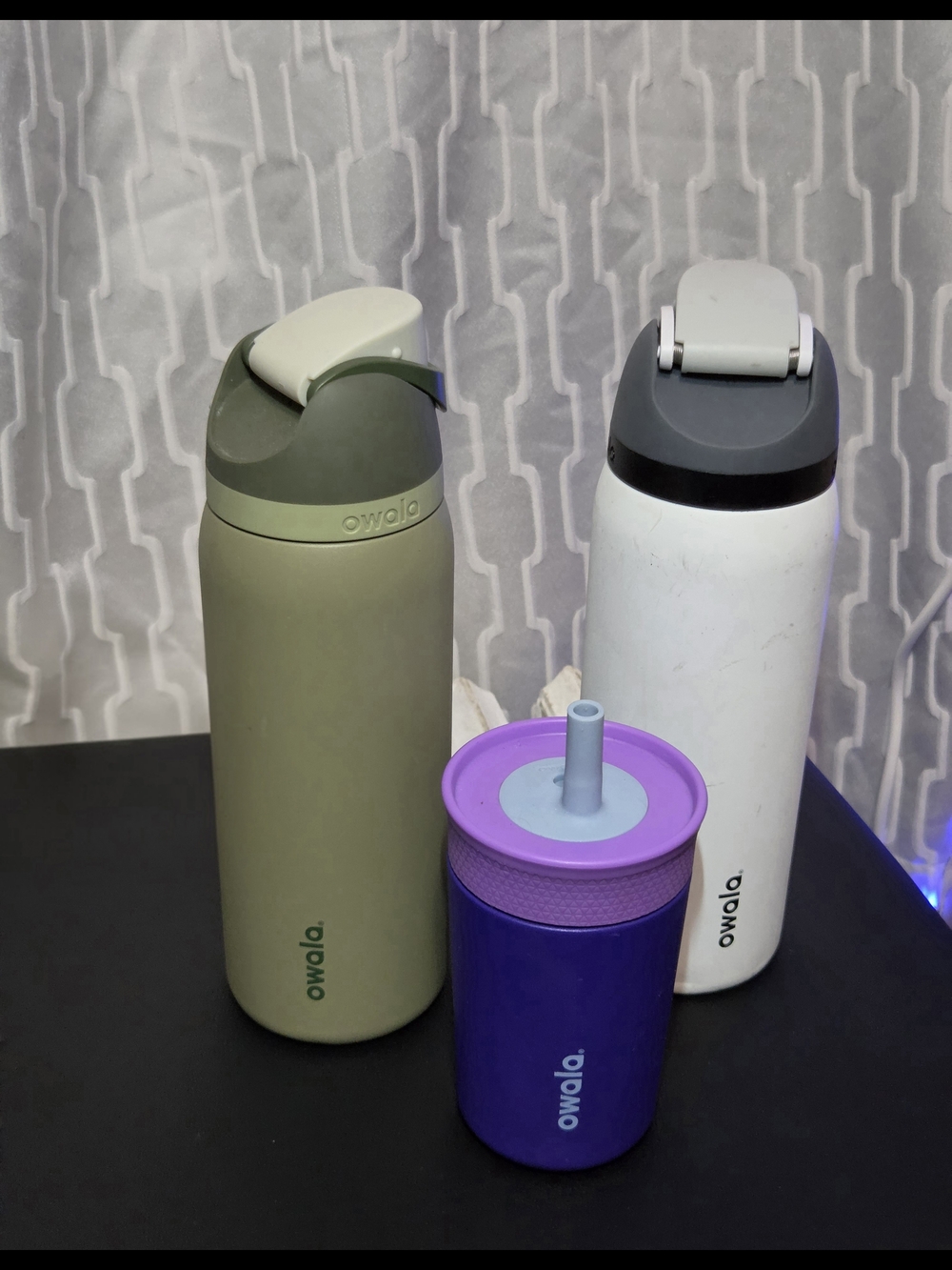 Owala Stainless Steel Water Bottle & Tumbler 3-Piece Lot- 2 Excellent 1- Good